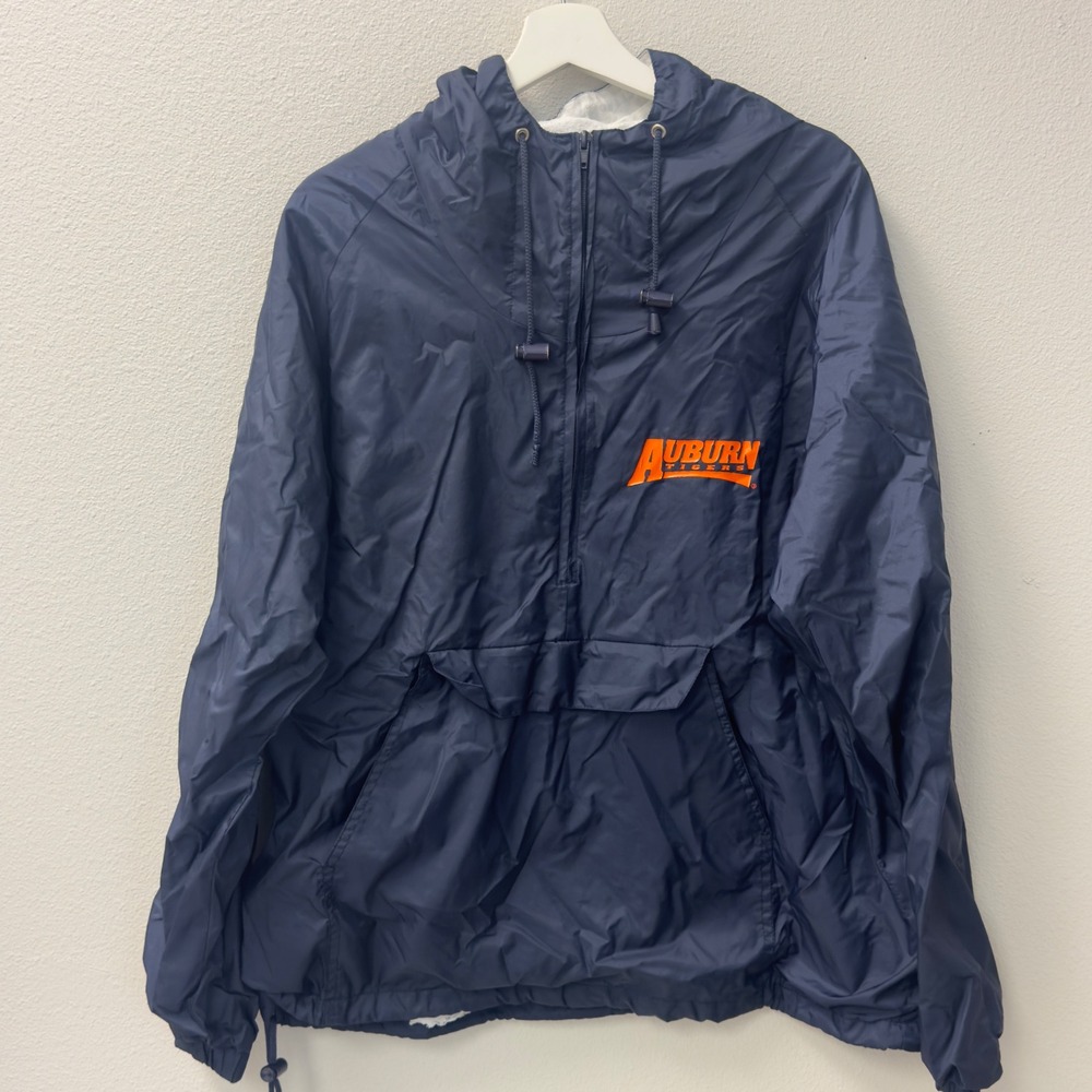 Steve & Barry's Auburn Tigers Anorak Mens M Navy Blue Half Zip Hooded